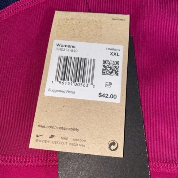 Nike Yoga NWT Women's Dri-Fit Fuchsia/Navy Athletic Tank Top, Size XXLarge - Picture 5 of 5
